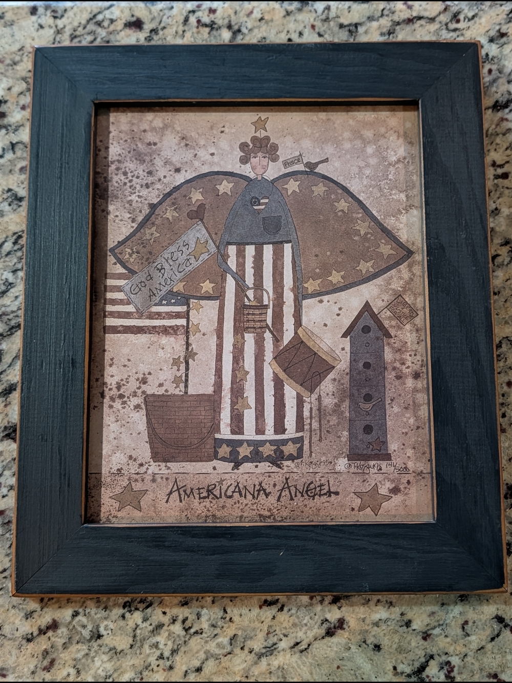 Teresa Kogut*LIMITED EDITION* American Angel Series~GodBlessAmerica Framed Print